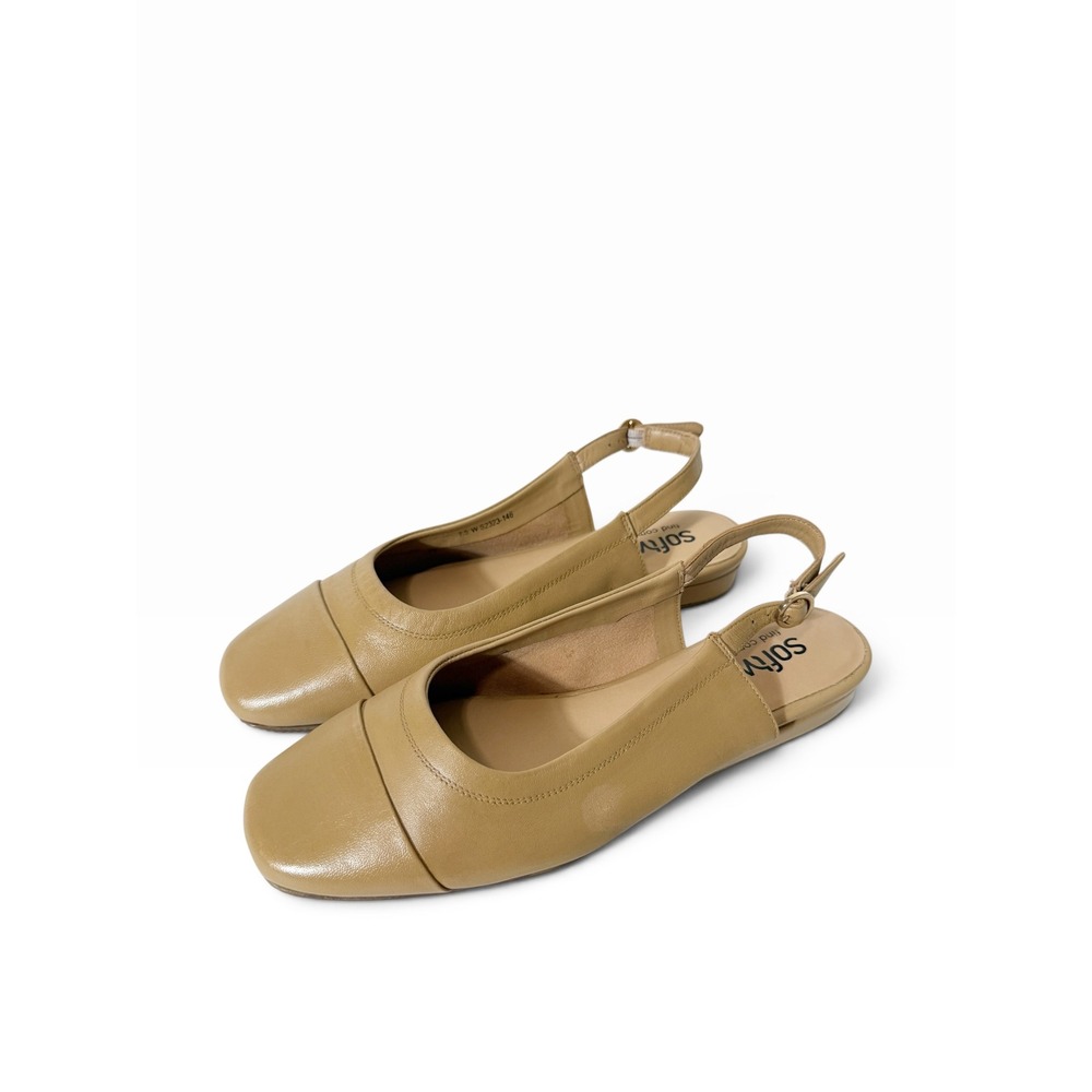 SoftWalk Vittoria Nude Tan Leather Slingback Neutral Comfort Flats 7.5 Wide